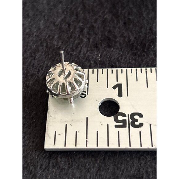 Silver Tone Green Crystal & Rhinestone Stud Earrings - Picture 5 of 5